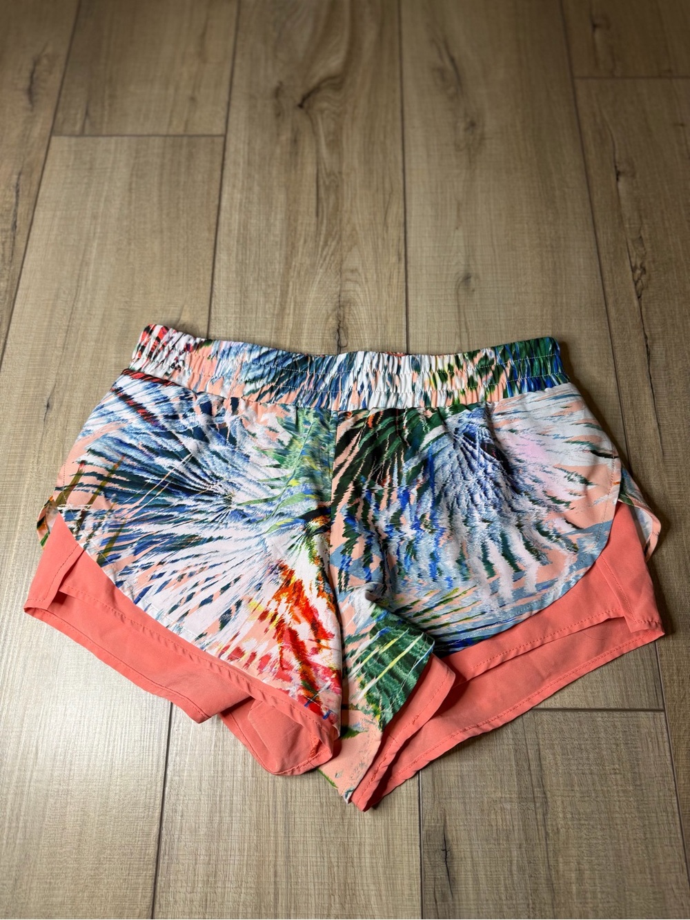 Fabletics Tropical Print Running Shorts Double Layer Athletic Workout Shorts